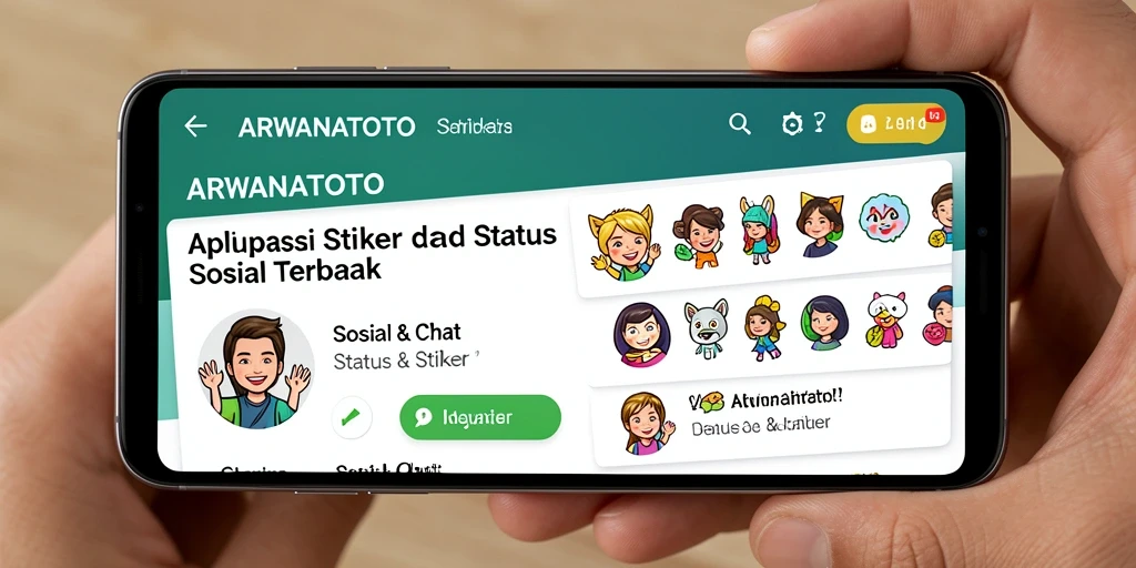 Tampilan antarmuka ARWANATOTO dengan berbagai stiker kreatif.