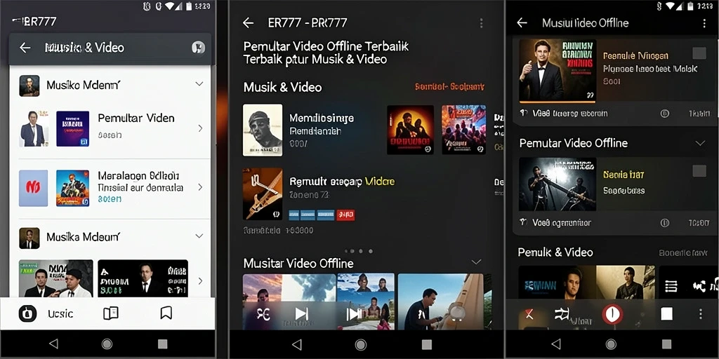 Antarmuka ER777 yang sederhana dan fungsional untuk pemutar video offline.