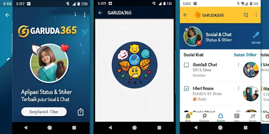 Tampilan antarmuka aplikasi GARUDA365 dengan stiker menarik.