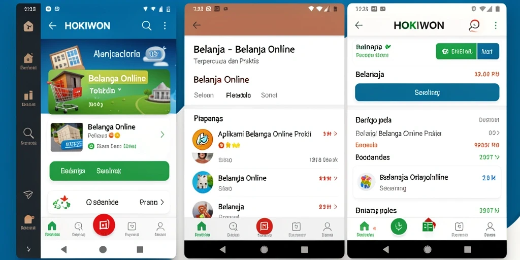 Antarmuka aplikasi HOKIWON yang menarik untuk belanja online.