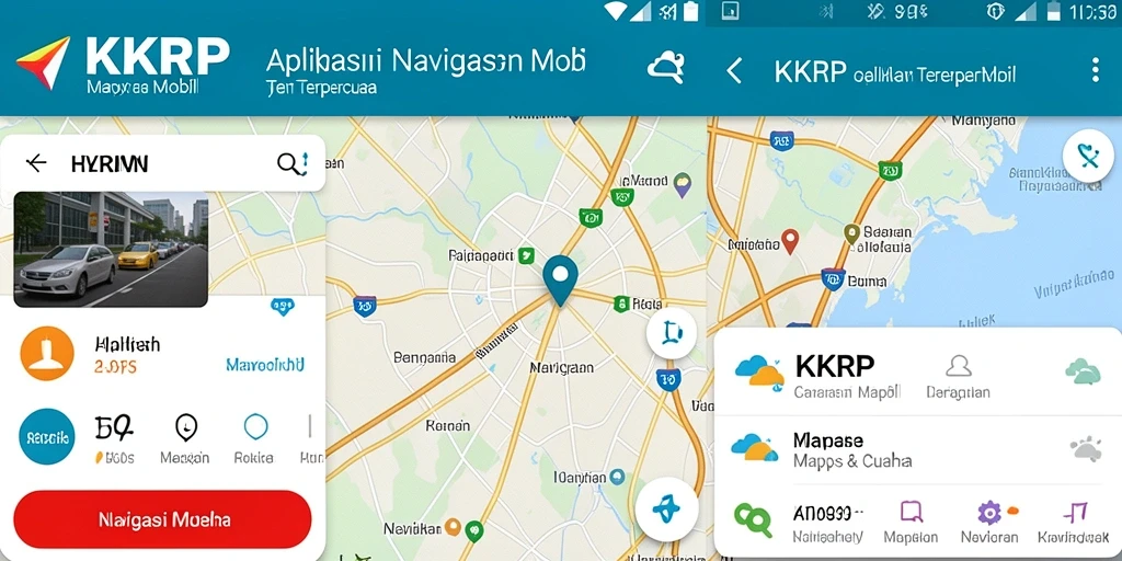 Antarmuka KKRP yang intuitif dan informatif untuk navigasi mobil.