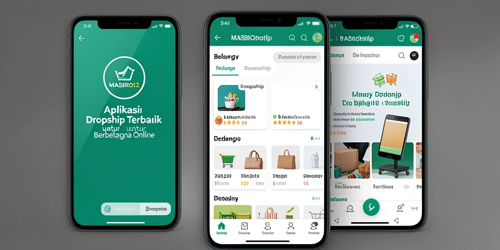 Tampilan antarmuka aplikasi MASBRO12 yang efisien untuk belanja Dropship.