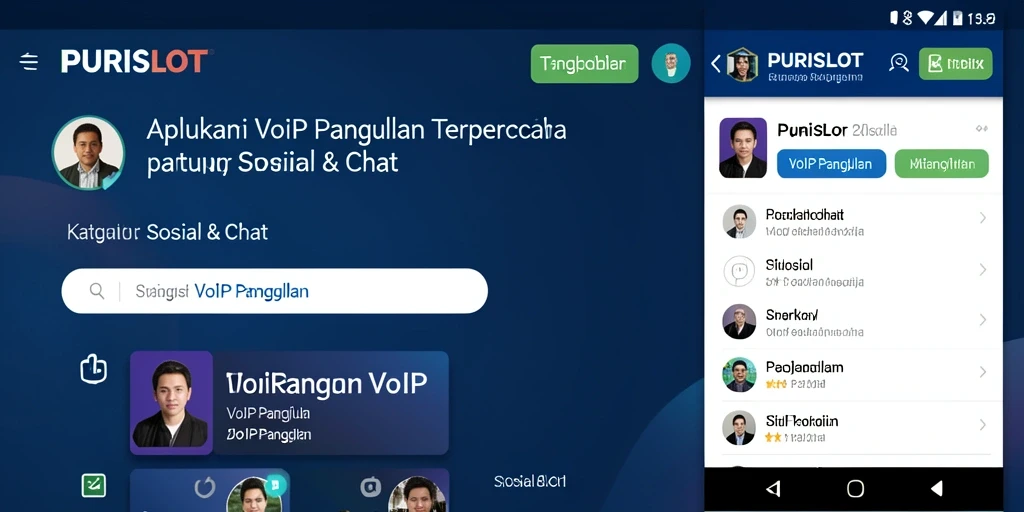 Tampilan antarmuka utama aplikasi PURISLOT untuk VoIP Panggilan.
